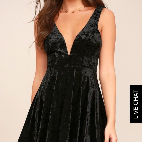 Lulus Dresses & Skirts - Night Black Velvet Backless Skater Dress- Lulu’s
